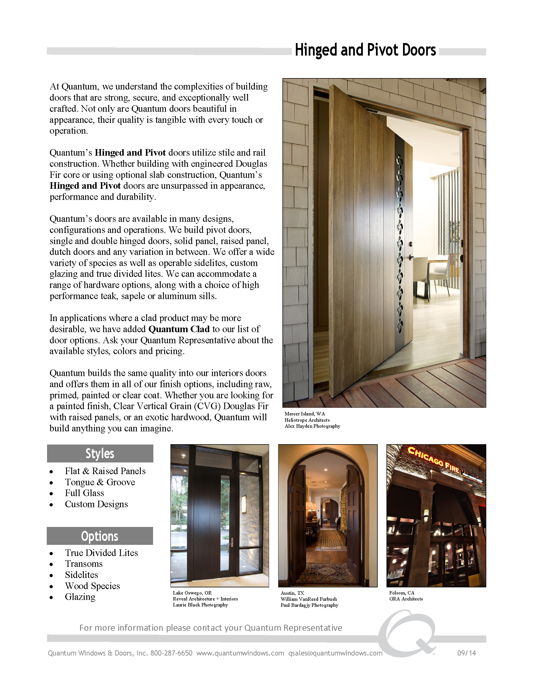 QWD Hinged and Pivot Doors Page 1